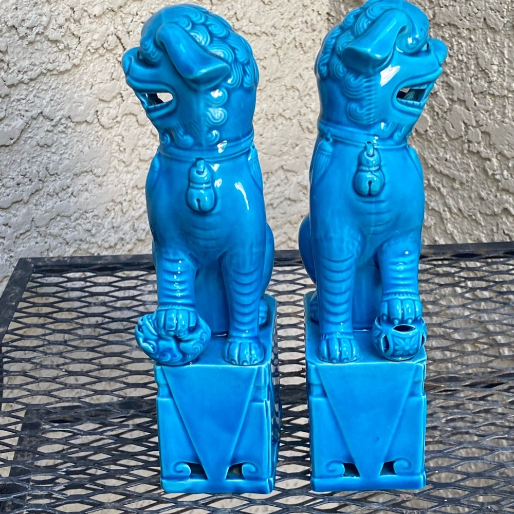 Blue Foo Dog Statues - Picture 7 of 17